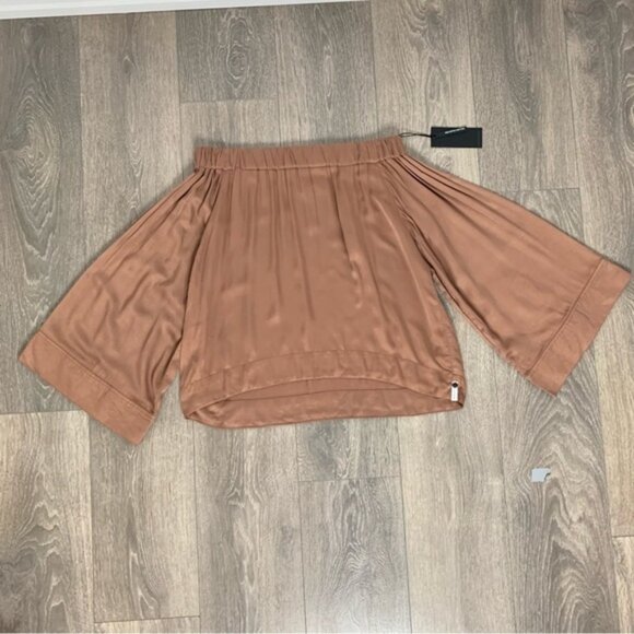 One Teaspoon Boy Bowie Blouse Top Off the Shoulder Flare Wide Long Sleeve - Picture 2 of 14